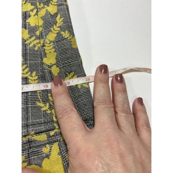 Hutch Longline Vest Grey Plaid Yellow Floral Small Double Breasted - Picture 7 of 15